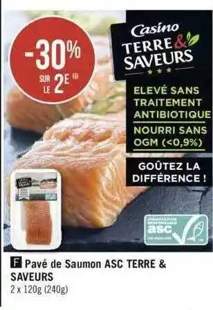 Géant Casino Pavé de saumon asc terre & saveurs offre