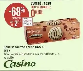 Genoise fourrée cerise casino
