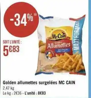 Géant Casino Golden allumettes surgelées mc cain offre
