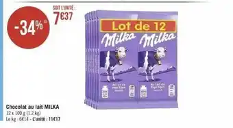 Géant Casino Chocolat au lait milka offre
