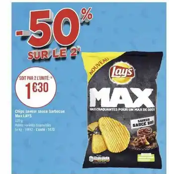Géant Casino Chips saveur sauce barbecue max lays offre