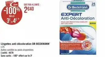 Géant Casino Lingettes anti-décoloration dr beckmann offre