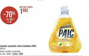 Géant Casino Liquide vaisselle citron extrême paic offre