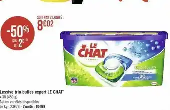 Géant Casino Lessive trio bulles expert le chat offre