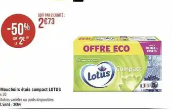 Géant Casino Mouchoirs étuis compact lotus offre