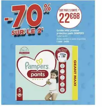 Géant Casino Culotte bébé premium protection pants pampers offre