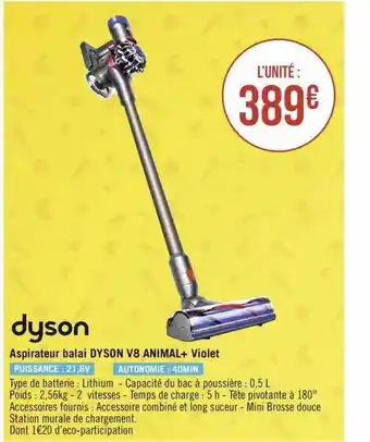 Géant Casino Aspirateur balai dyson v8 animal+ violet offre