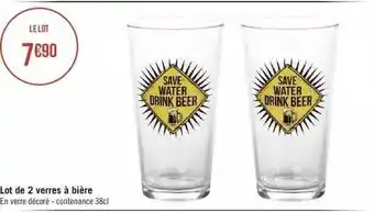 Géant Casino Lot de 2 verres à bière offre