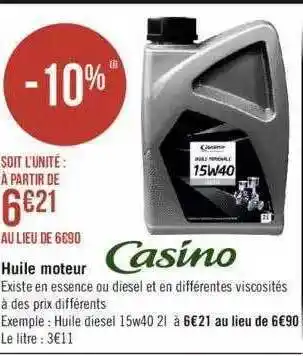 Géant Casino Huile moteur casino offre