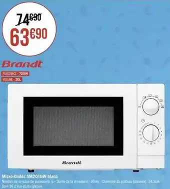 Géant Casino Micro-ondes sm2016w blanc brandt offre