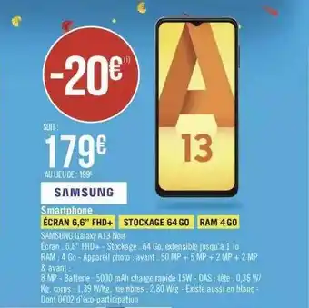 Smartphone samsung galaxy a13 noir