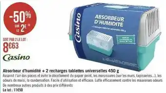Absorbeur d'humidité + 2 recharges tablettes universelles 450 g