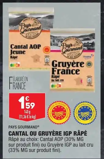 ALDI Cantal Ou Gruyère IGP Râpé offre