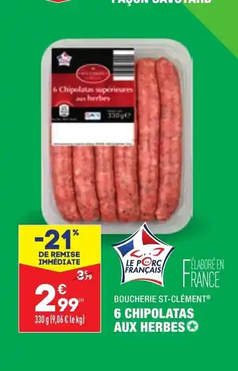 ALDI 6 Chipolatas Aux Herbes offre