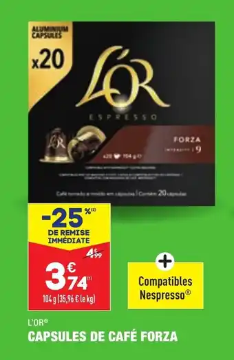 ALDI l'Or Capsules de Cafe Forza offre