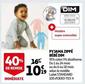 Auchan Pyjama zippé bébé dim offre
