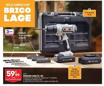 ALDI Perceuse Sans Fil 18V offre