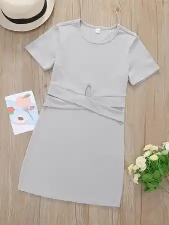 SheIn Fille robe croisé découpe côtelé offre