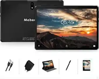 Tablette 10 pouces meberry android 10.0 octa-core 1.6ghz tablette, 4 go ram 64 go rom(128 go extensible) tablette tactile,...