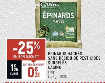 Spar Casino épinards hachés sans résidu de pesticides surgelés offre