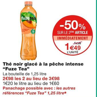 Monoprix Fuze tea thé noir glacé à la pêche intense offre