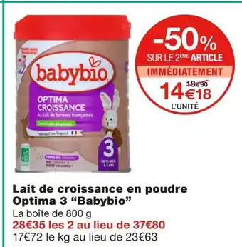 Babybio lait de croissance en poudre optima 3