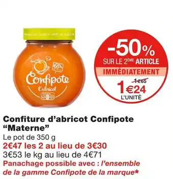 Monoprix Materne confiture d’abricot confipote offre