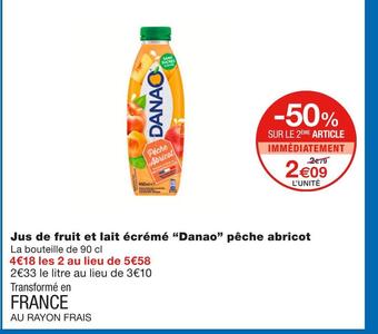 Monoprix Danone jus de fruit et lait écrémé pêche abricot offre