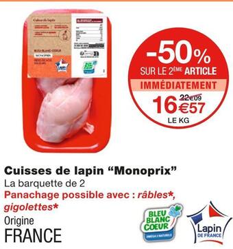 Monoprix Monoprix cuisses de lapin offre