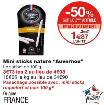 Monoprix Auvernou mini sticks nature offre