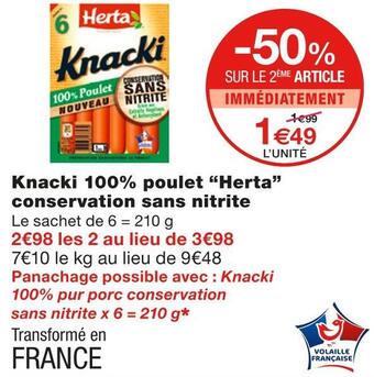 Monoprix Herta knacki 100% poulet conservation sans nitrite offre