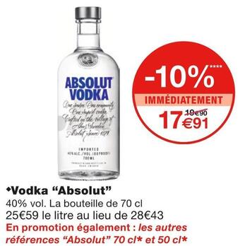 Monoprix Absolut vodka offre
