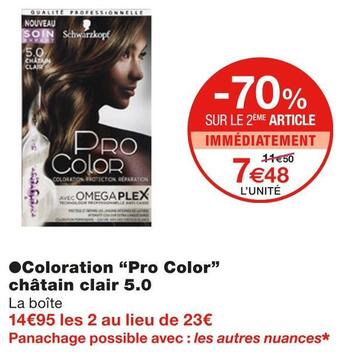 Monoprix Schwarzkopf coloration pro color châtain clair 5.0 offre