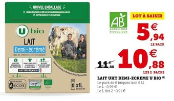 U Express U bio lait uht demi-ecrémé offre