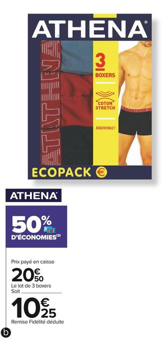 Carrefour Market Athena boxers homme offre