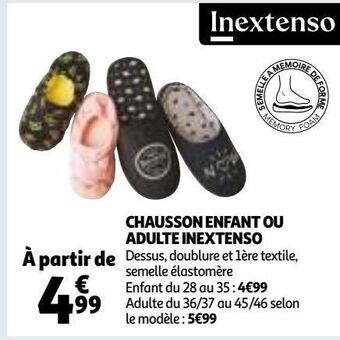 Auchan Chausson enfant ou adulte inextenso offre