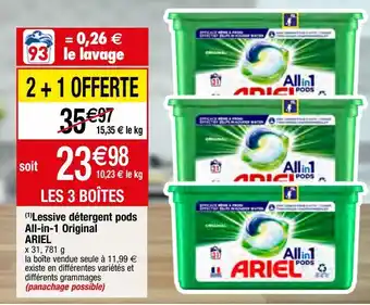 Migros Lessive en capsules ariel offre