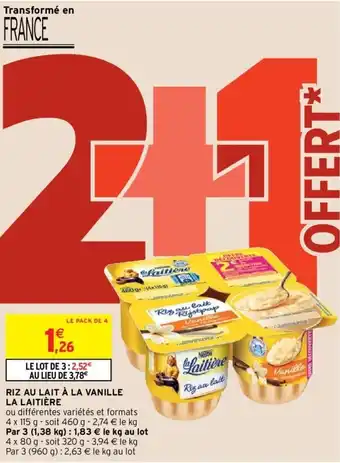 Intermarché LA LAITIÈRE riz au lait à la vanille offre
