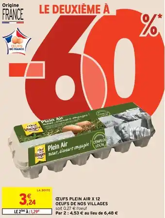 Intermarché Œufs plein air X 12 oeufs de nos villages offre