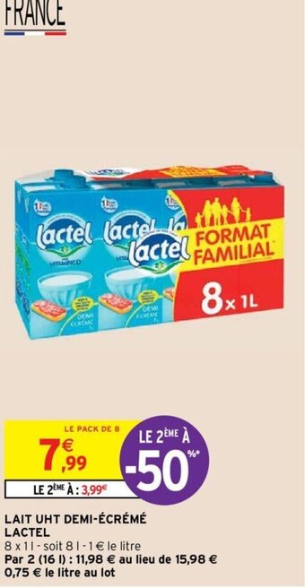 Intermarché LACTEL lait uht demi-écrémé offre