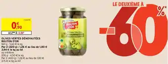 Intermarché BOUTON D'OR olives vertes dénoyautées offre
