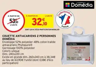 Intermarché Domédia couette antiacariens 2 personnes offre