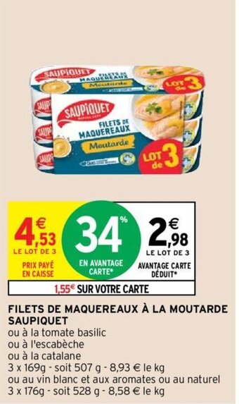Intermarché SAUPIQUET filets de maquereaux à la moutarde offre