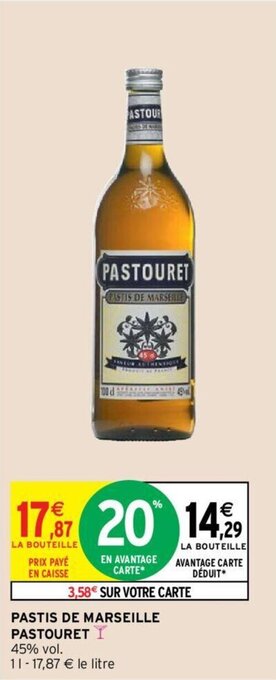 Intermarché PASTOURET pastis de marseille offre
