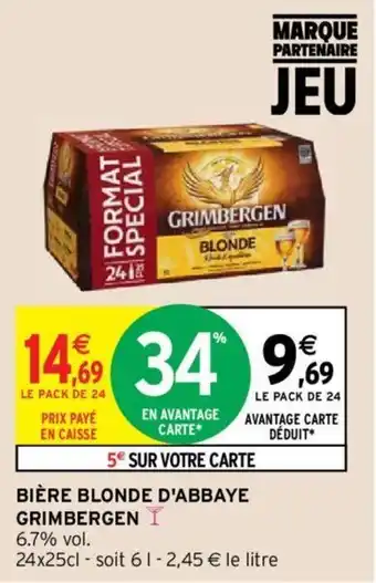 Intermarché GRIMBERGEN bière blodne d'abbaye offre