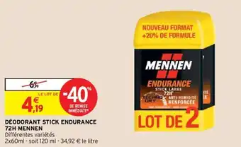 MENNEN déodorant stick endurance 72H