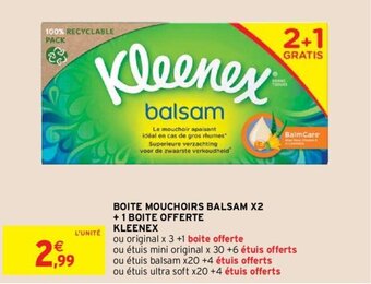 KLEENEX boite mouchoirs balsam X2 + 1 boite offerte
