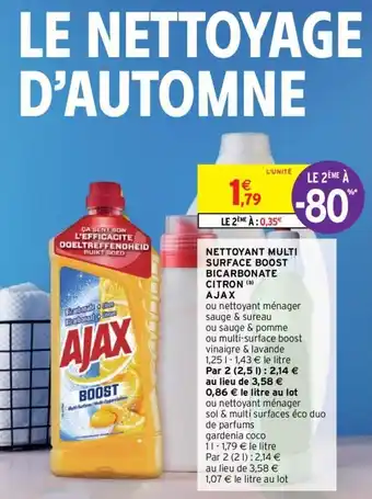 Intermarché AJAX nettoyant multi surface boost bicarbonate citron offre