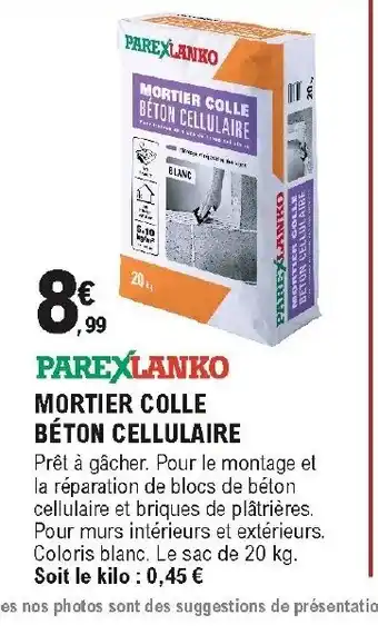 E.Leclerc Brico Mortier colle béton cellulaire offre
