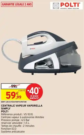 Centrale vapeur vaporella simply polti